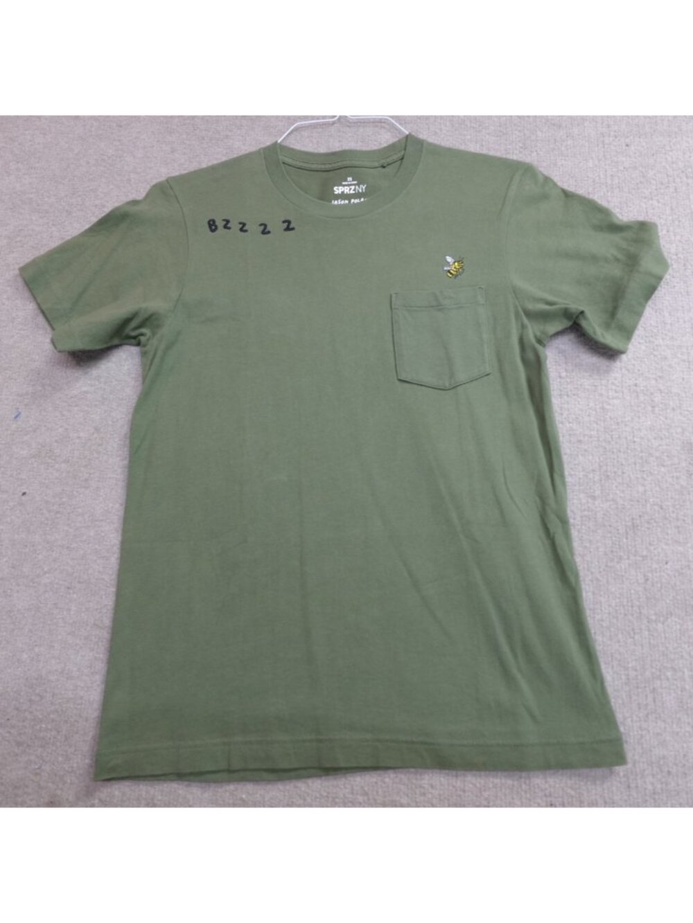 Uniqlo Jason Polan Shirt XS Green Pocket Bee Embroidered
